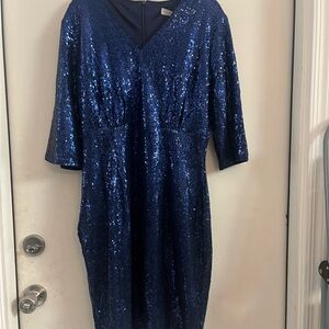 Elegant Blue Sequin Dress